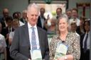 Mary and John James from Aldeburgh Bookshop with A New Suffolk Garland.