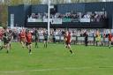 Colchester's James Crozier races through to score their final try of the season. Picture: RICHARD PARKER