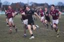 Joe Flexman chases his own grubber kick, which lead to a Colchester try. Photo: MAGGIE WHITEMAN.