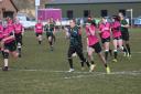 Lucy Kerr on her way to a try for the Bury Foxes against the Harwich Owls. Picture: SHAWN PEARCE