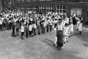 The pupils dressed in classic Edwardian clothing and sang Edwardian songs in the playground