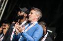 Ipswich Town manager Kieran McKenna, pictured during the Blues' celebration event in Christchurch Park