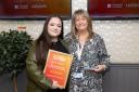 Nila Esteller (left) won Apprentice of the Year at the Suffolk Education Awards 2023.  Right, Sharon Adam (sponsor - Apprenticeships Suffolk)