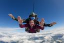 Chloe Lucas free-falling during the challenge