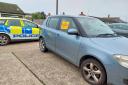 A delivery car was seized in a Suffolk town after the driver was caught without insurance. 