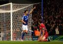 Macauley Bonne celebrates after scoring.