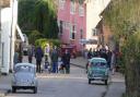 A TV crew filming Magpie Murders in Kersey in 2021. The show was aired for the first time on the BBC on Saturday