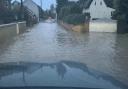 Glemsford road flooded as a result of heavy rainfall