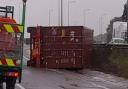 A lorry has overturned on the A12 near Capel St Mary