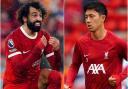 Town face Liverpool at Portman Road in the first game of the season, who may include stars Mo Salah (left) and Wataru Endo in their line-up