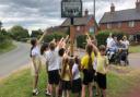 New colourful village sign unveiled in Honington with help from pupils