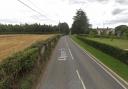 A road near Hadleigh is blocked after a crash