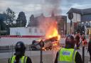 Violence unfolded in Sunderland on Friday night, with cars and a police station set on fire. Image: Daniel Hordon/Northern Echo