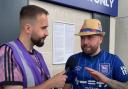 Ross Halls speaks to Ipswich Town fan Chris Peachey after yesterday's 2-0 defeat to Liverpool