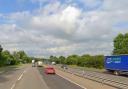 The A14 near Newmarket was closed following a crash