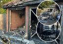 Images showing damage to a property have been released after a two-car fire near a town.