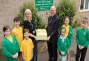 The Bishop helped to unveil the school