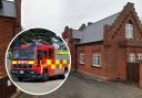 Crews are tackling a fire at a plant room in a mansion near a Suffolk town.