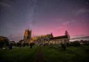 The Northern Lights were captured over Long Melford church