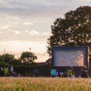 An outdoor pop up cinema.