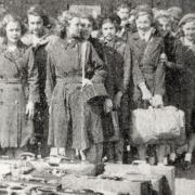 Evacuees at Lowestoft Rail Station in 1940.