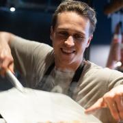 Chef Tom Payne preparing the pizzas at The Woodyard in Woodbridge