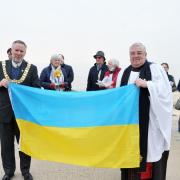 Felixstowe Town Mayor Mark Jepson with Rev Andrew Dotchin at the Felixstowe service Picture: CHARLOTTE BOND