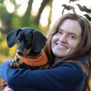 Mo Warren with Brandy, who were both dressed in their finest Halloween costumes for a special walk at Christchurch Park, Ipswich.