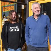 Richard Moffat, right, of Poor Richard's Books in Felixstowe, which is closing, and Garry O'Malley of Grooveyard Records, which is taking on the store