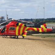 The Essex and Herts Air Ambulance landed on the beach in Manningtree