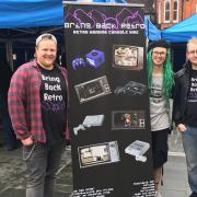 Liam, Miles and Chris from Bring Back Retro Gaming organised a popular event on the Cornhill in Ipswich Picture: SUZANNE DAY