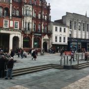 Saturday morning crowds enjoying the new-look Ipswich Cornhill. Picture: PAUL GEATER