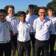 The Suffolk six who finished in fifth place in the England Golf boys inter-county qualifier at Orsett. From left: Jack Butcher, Conal Downing, Habebul  Islam, George Fricker, Alfie Halil and Taylor Crisp. Photograph: CONTRIBUTED