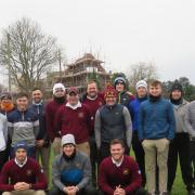 SUFFOLK TRAINING: Back (from left): Keith Preston (county coach), Joe Cardy (county coach and first team captain), Habebul Islam, Paul Waring, Chris Vince, Adam Sheldrake, Ben Sayers (second team captain), Sam Debenham, James Tyler, Alfie Halil, Monty