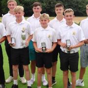 Bob Bagshaw Trophy winners: Suffolk boys� under 16 team: Back (from left): Ben Hembling, Taylor Crisp, Luke Green, Ryan Turnbull. Front: George Austin, Max Weaver (captain), Tyler Weaver and James Iron. Photograph: CONTRIBUTED