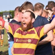 Ryan Quinton celebrates Ipswich YM's dramatic win over Fakenham. Picture: DEBBIE TAYLOR