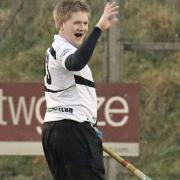 Harleston's Leigh Sitch celebrates a goal