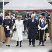 King Charles and Queen Consort head into Colchester Castle accompanied by Lord-Lieutenant of Essex Jennifer Tolhurst and Colchester Mayor Tim Young