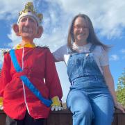 A bigger than life King Charles III has appeared on a Stowmarket fence ahead of the Coronation