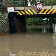 Roads in Needham Market are flooded