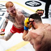 Ollie Sarwa on his way to another title - and another first round stoppage - at Cage Warriors Academy South East 34 Picture: BRETT KING