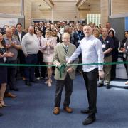 ISSBA chairman Graham Barton and guest speaker and special forces veteran James Redden open Anglia Business Exhibition 2024 at Trinity Park, Ipswich