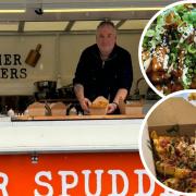 Geoff Platt, of Smother Spudders, serving up his signature potatoes in his trusty van, Gina