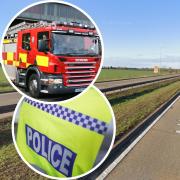 A section of the A11 is blocked following a crash