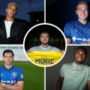 Ipswich Town's five summer signings so far (top left, clockwise): Omari Hutchinson, Liam Delap, Ben Johnson, Jacob Greaves and Arijanet Muric.