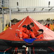 Work experience students join in with Petans' offshore training activities