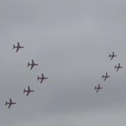 Watch a video of the Red Arrows soaring through Suffolk skies for RAF Families Day. 