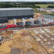 The last transformer arrives at the East Anglia THREE onshore converter station in Bramford, near Ipswich