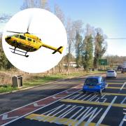 A motorcyclist has been taken to hospital following a crash on the A11