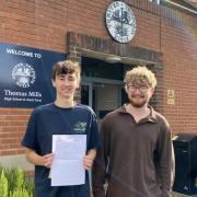 Jamie Bennett and Max Stace received their A level results at Thomas Mills High School.